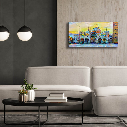 Image of 'Venice Italy Patriarchal Cathedral Basilica of Saint Mark at Sunset' by Pedro Gavidia, Canvas Wall Art,40 x 20