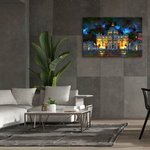 Image of 'Vatican City Saint Peter Basilica at night' by Pedro Gavidia, Canvas Wall Art,60 x 40