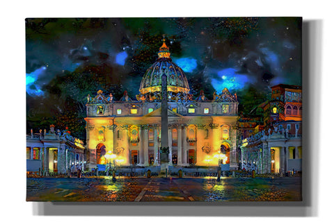 Image of 'Vatican City Saint Peter Basilica at night' by Pedro Gavidia, Canvas Wall Art