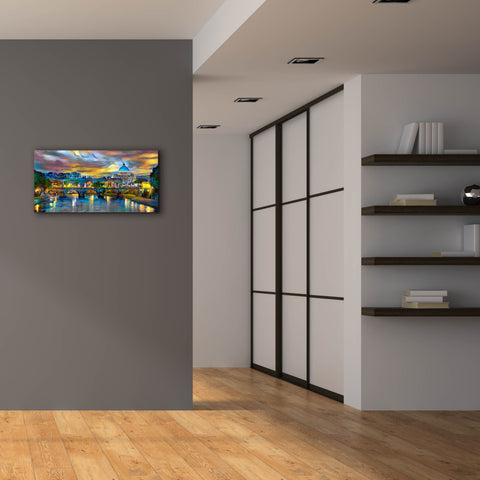 Image of 'Vatican City Saint Peter Basilica and bridge by night' by Pedro Gavidia, Canvas Wall Art,40 x 20