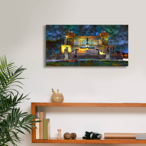 Image of 'Rome Italy Victor Emmanuel II National Monument at night' by Pedro Gavidia, Canvas Wall Art,24 x 12