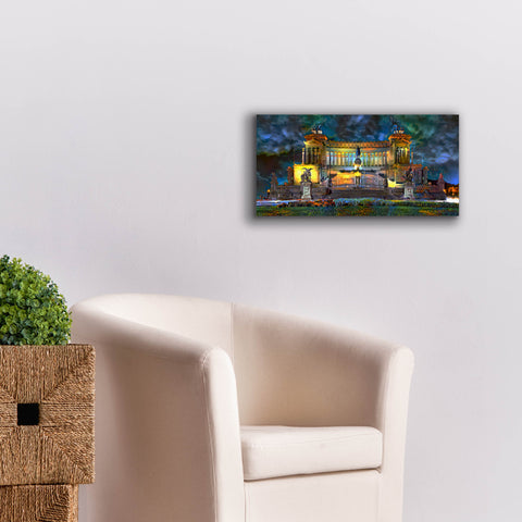 Image of 'Rome Italy Victor Emmanuel II National Monument at night' by Pedro Gavidia, Canvas Wall Art,24 x 12
