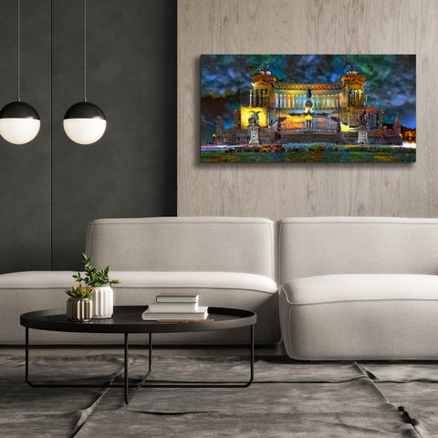 Image of 'Rome Italy Victor Emmanuel II National Monument at night' by Pedro Gavidia, Canvas Wall Art,60 x 30