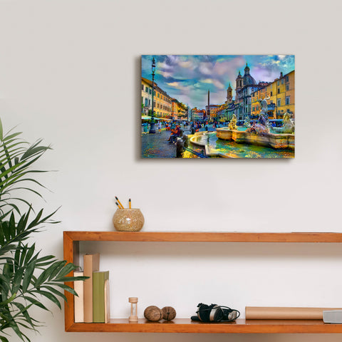Image of 'Rome Italy Piazza Navona' by Pedro Gavidia, Canvas Wall Art,18 x 12
