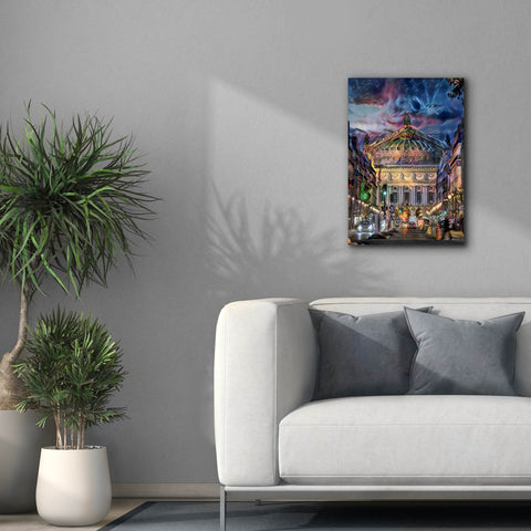 Image of 'Paris France Opera Garnier at dusk' by Pedro Gavidia, Canvas Wall Art,18 x 26