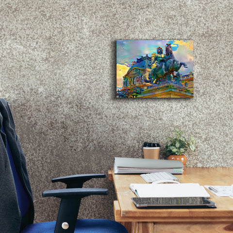 Image of 'Paris France Louvre Museum Statue of Louis XIV' by Pedro Gavidia, Canvas Wall Art,16 x 12