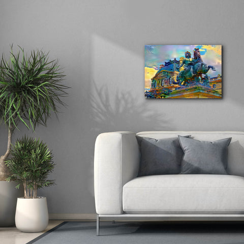 Image of 'Paris France Louvre Museum Statue of Louis XIV' by Pedro Gavidia, Canvas Wall Art,26 x 18