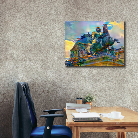 Image of 'Paris France Louvre Museum Statue of Louis XIV' by Pedro Gavidia, Canvas Wall Art,34 x 26