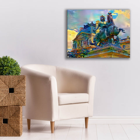 Image of 'Paris France Louvre Museum Statue of Louis XIV' by Pedro Gavidia, Canvas Wall Art,34 x 26