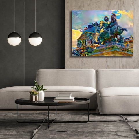 Image of 'Paris France Louvre Museum Statue of Louis XIV' by Pedro Gavidia, Canvas Wall Art,54 x 40