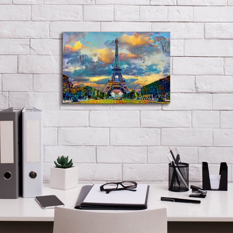 Image of 'Paris France Eiffel Tower from Champ de Mars' by Pedro Gavidia, Canvas Wall Art,18 x 12