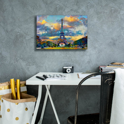 Image of 'Paris France Eiffel Tower from Champ de Mars' by Pedro Gavidia, Canvas Wall Art,18 x 12