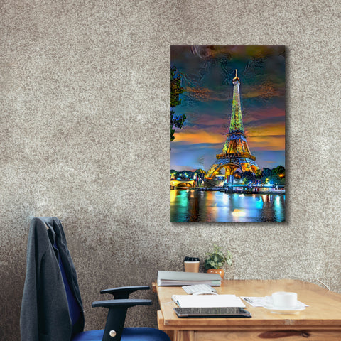 Image of 'Paris France Eiffel Tower at sunset' by Pedro Gavidia, Canvas Wall Art,26 x 40