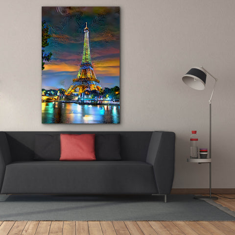 Image of 'Paris France Eiffel Tower at sunset' by Pedro Gavidia, Canvas Wall Art,40 x 60