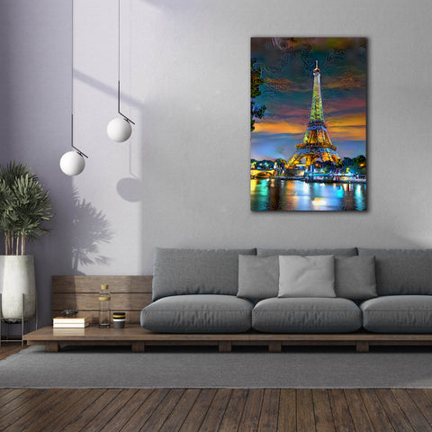 Image of 'Paris France Eiffel Tower at sunset' by Pedro Gavidia, Canvas Wall Art,40 x 60