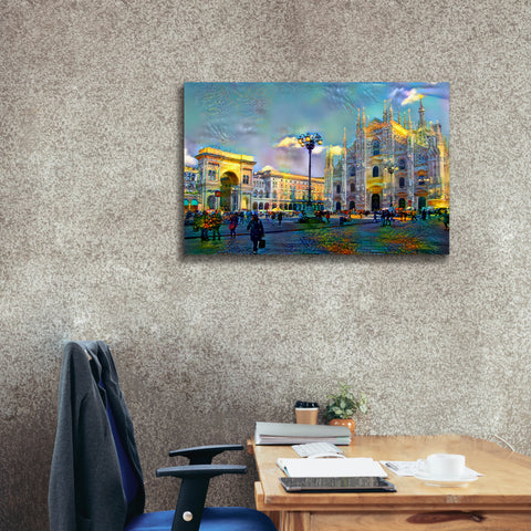 Image of 'Milan Italy Piazza del Duomo' by Pedro Gavidia, Canvas Wall Art,40 x 26