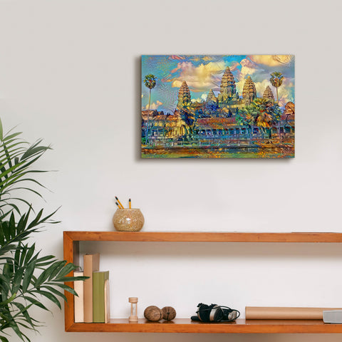 Image of 'Cambodia Angkor Wat' by Pedro Gavidia, Canvas Wall Art,18 x 12