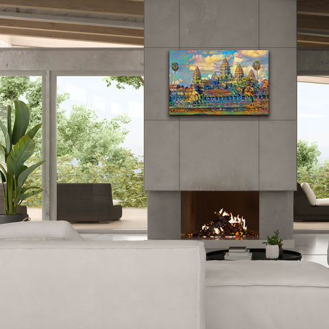 Image of 'Cambodia Angkor Wat' by Pedro Gavidia, Canvas Wall Art,40 x 26