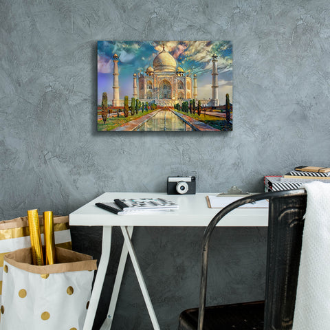 Image of 'Agra Uttar Pradesh India Taj Mahal' by Pedro Gavidia, Canvas Wall Art,18 x 12