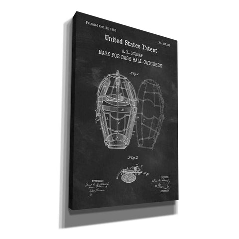 Image of 'Baseball Catchers Mask Blueprint Patent Chalkboard,' Canvas Wall Art