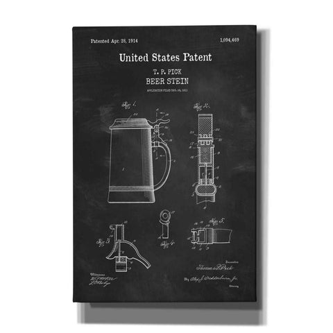 Image of 'Beer Stein Blueprint Patent Chalkboard,' Canvas Wall Art