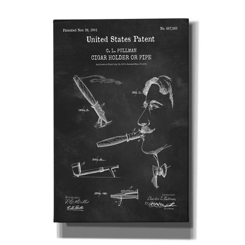 Image of 'Cigar Holder Blueprint Patent Chalkboard,' Canvas Wall Art