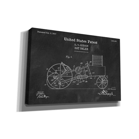 Image of 'HayBaler Blueprint Patent Chalkboard,' Canvas Wall Art