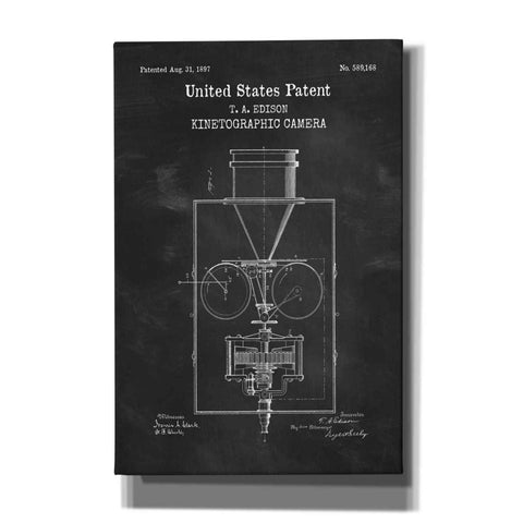 Image of 'Kinetographic Camera Blueprint Patent Chalkboard,' Canvas Wall Art