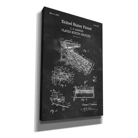 Image of 'Mining Machine Blueprint Patent Chalkboard,' Canvas Wall Art
