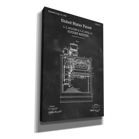 Image of 'Popcorn Machine Blueprint Patent Chalkboard,' Canvas Wall Art