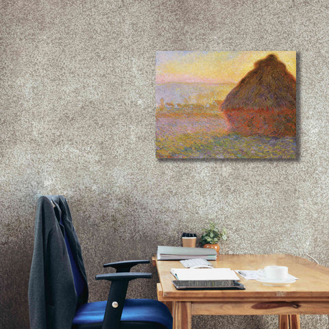 Image of 'Grainstack Sunset' by Claude Monet, Canvas Wall Art,34 x 26