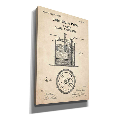 Image of 'Battery Blueprint Patent Parchment,' Canvas Wall Art
