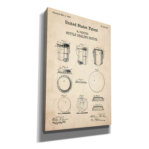 Image of 'Bottle Sealing Blueprint Patent Parchment,' Canvas Wall Art