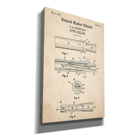 Image of 'Duck Caller Blueprint Patent Parchment,' Canvas Wall Art