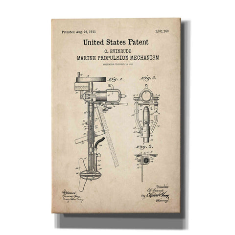 Image of 'Marine Propulsion Blueprint Patent Parchment,' Canvas Wall Art