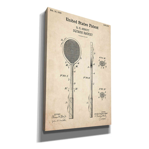 Image of 'Squash Racket Blueprint Patent Parchment,' Canvas Wall Art