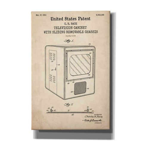 Image of 'Television Cabinet Blueprint Patent Parchment,' Canvas Wall Art