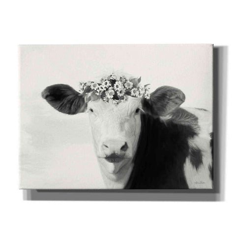 Image of 'Spotted Cow with Flowers' by Lori Deiter, Canvas Wall Art