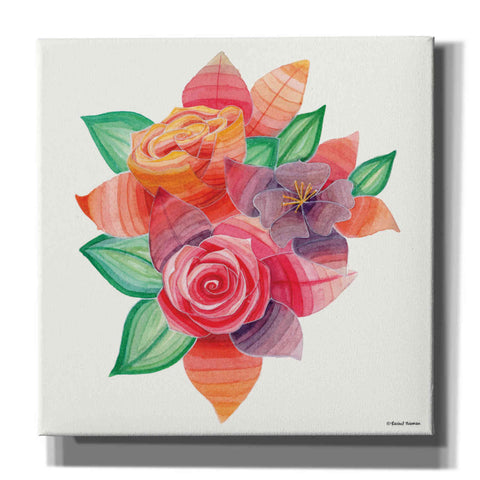 Image of 'Stiped Vibrant Florals' by Rachel Nieman, Canvas Wall Art