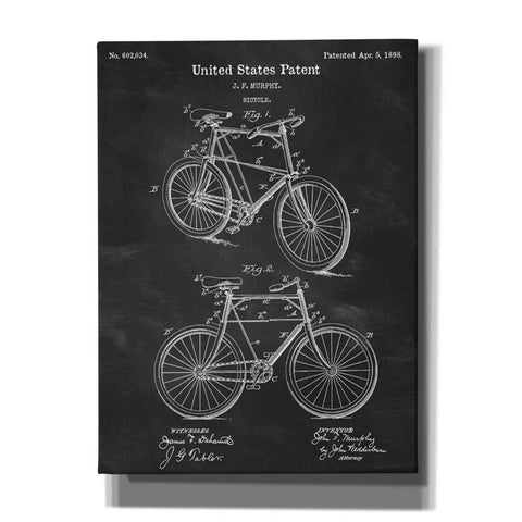 Image of 'Bicycle Blueprint Patent Chalkboard' Canvas Wall Art,Size A Portrait