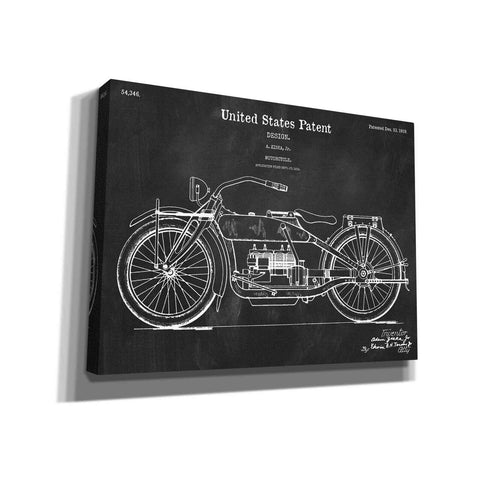 Image of 'Vintage Motorcycle Blueprint Patent Chalkboard' Canvas Wall Art,Size A Landscape