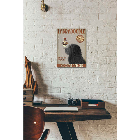 Image of 'Labradoodle, Black, Ice Cream,' by Fab Funky, Giclee Canvas Wall Art