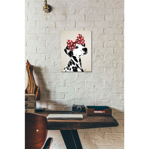 Image of 'Dalmatian With Red Bow' by Fab Funky, Giclee Canvas Wall Art