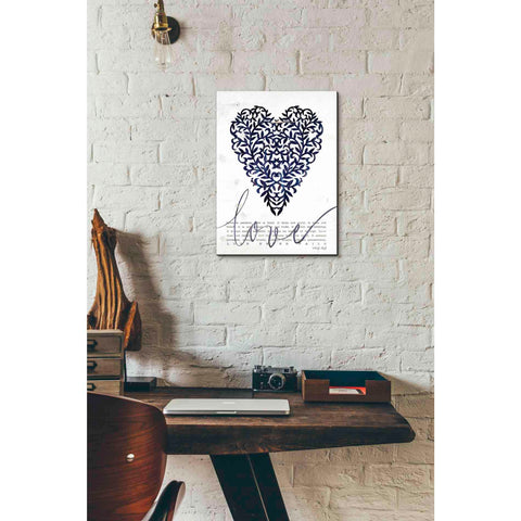 Image of 'Love Never Fails in Navy' by Cindy Jacobs, Canvas Wall Art,12 x 16