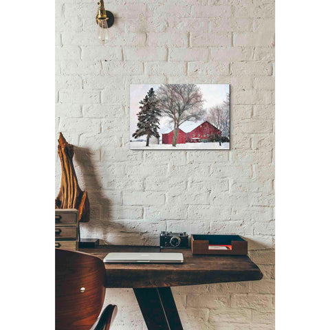 Image of 'Snowy Barn' by Bluebird Barn, Canvas Wall Art,18 x 12