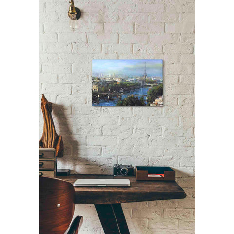 Image of 'Paris Pedestrian Bridge' by Mark Lague, Canvas Wall Art,18 x 12