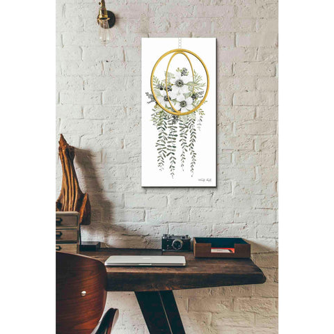 Image of 'Gold Geometric Circle & Ivy' by Cindy Jacobs, Canvas Wall Art,12 x 24