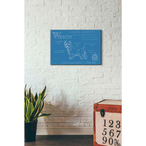 Image of 'Blueprint Westie' by Ethan Harper Canvas Wall Art,26 x 18