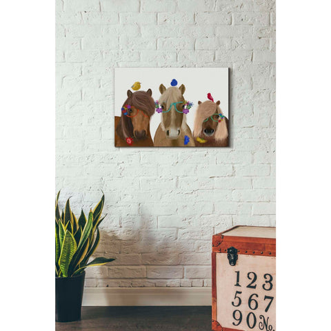 Image of 'Horse Trio with Flower Glasses' by Fab Funky, Giclee Canvas Wall Art