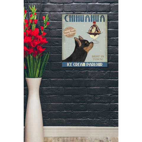 Image of 'Chihuahua, Black and Ginger, Ice Cream,' by Fab Funky, Giclee Canvas Wall Art